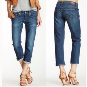 AG Adriano Goldschmied Size 27 The Tomboy Crop Relaxed Straight Jeans Denim Blue